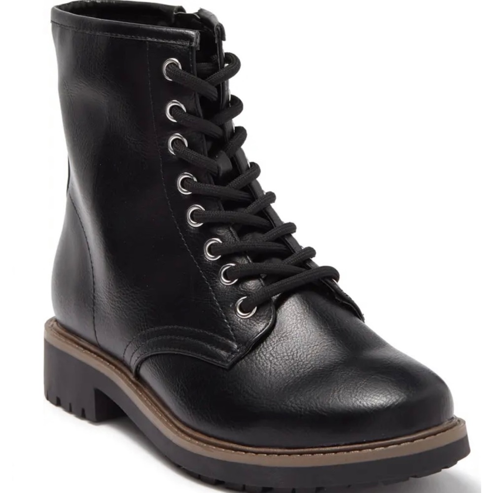 Black Lace-Up Combat Boot - Women's